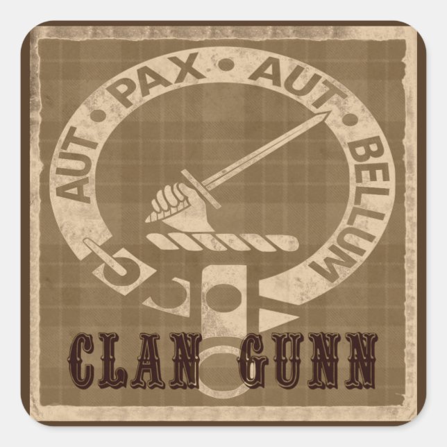 Adesivo Quadrado Clan Gunn Crest Crachá - Sepia (Frente)