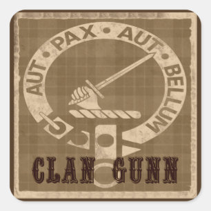 Adesivo Quadrado Clan Gunn Crest Crachá - Sepia