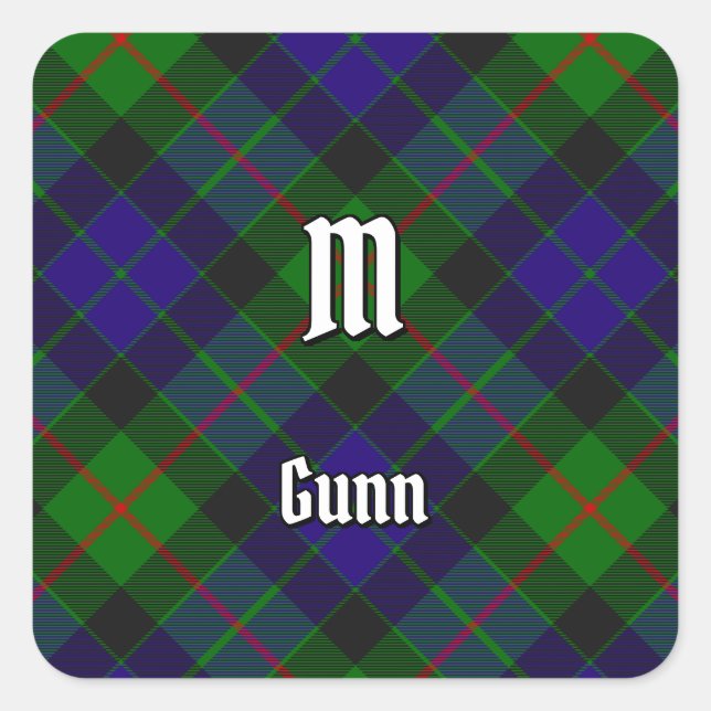 Adesivo Quadrado Clan Gunn Tartan Square Sticker (Frente)