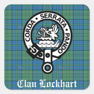Adesivo Quadrado Clan Lockhart Crest Crachá & Tartan