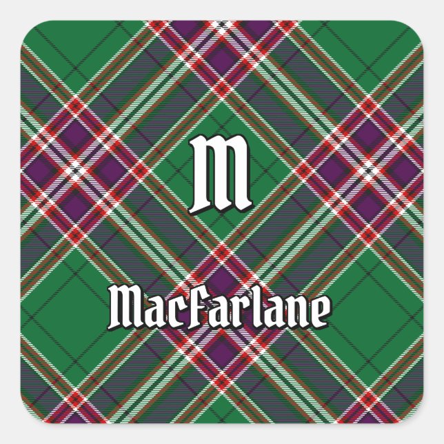 Adesivo Quadrado Clan MacFarlane Modern caçando Tartan (Frente)