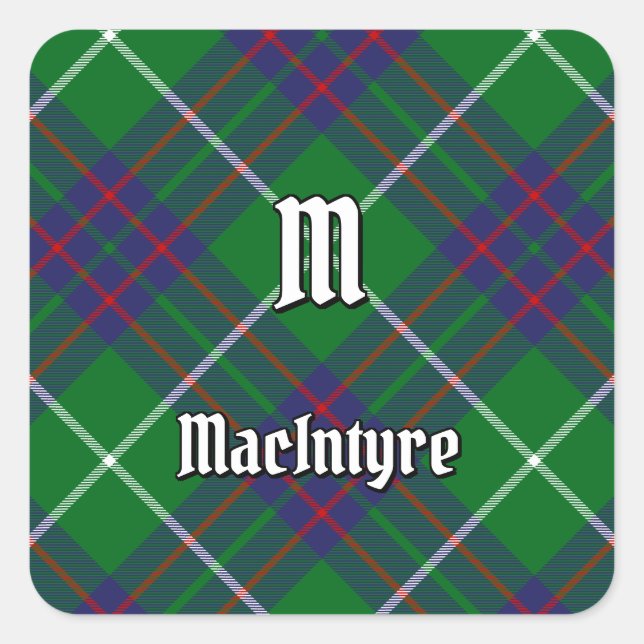 Adesivo Quadrado Clan MacIntyre Hunting Tartan Square Sticker (Frente)