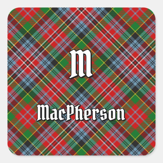 Adesivo Quadrado Clan MacPherson Tartan Square Sticker (Frente)