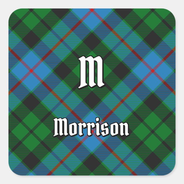 Adesivo Quadrado Clan Morrison Caçando o Sticker da Praça Tartan (Frente)