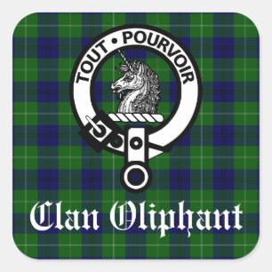 Adesivo Quadrado Clan Oliphant Crest & Tartan