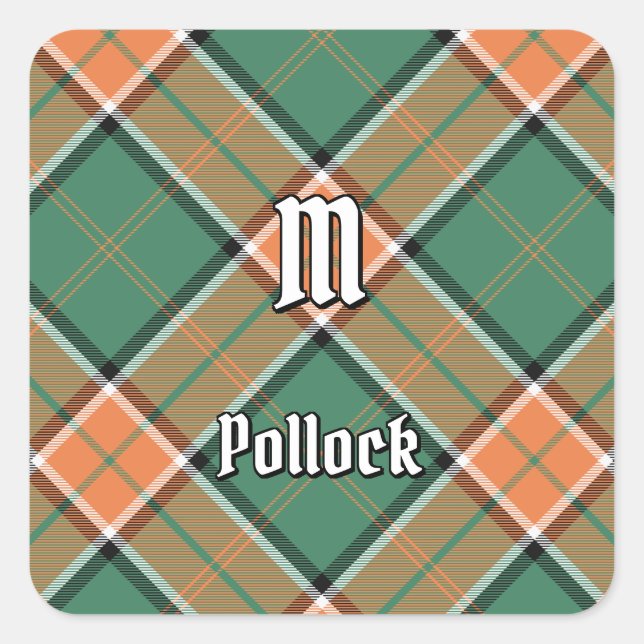 Adesivo Quadrado Clan Pollock Tartan Square Sticker (Frente)