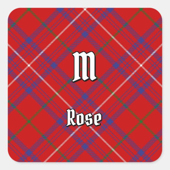 Adesivo Quadrado Clan Rosa Tartan (Frente)