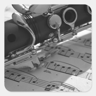 Adesivo Quadrado Clarinet com Música Folha