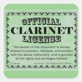 Adesivo Quadrado Clarinet License Square Sticker