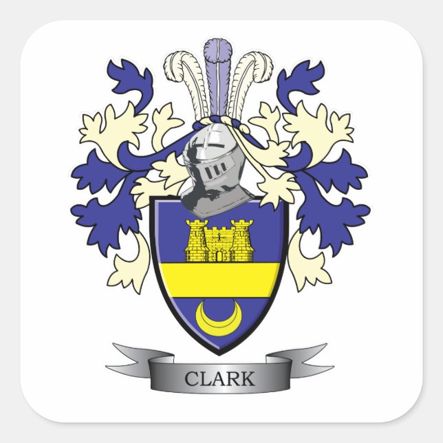 Adesivo Quadrado Clark Family Crest Casaco de Armas (Frente)