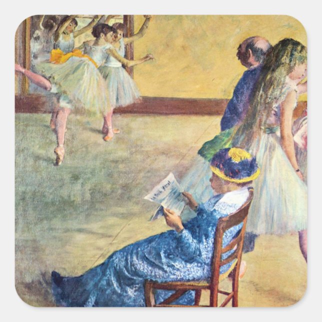 Adesivo Quadrado Classe balé, Salão de Dança por Edgar Degas (Frente)