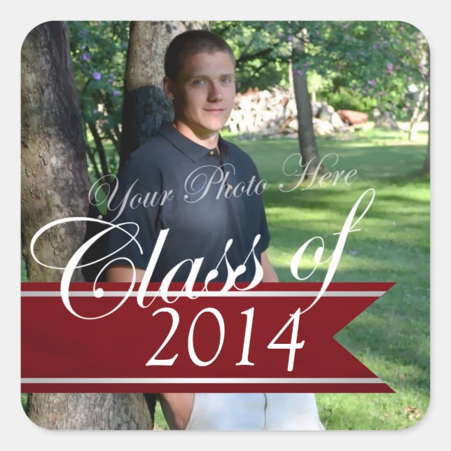 Adesivo Quadrado Classe de 2014 Foto Banner Red (Frente)