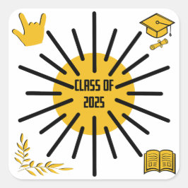 Adesivo Quadrado Classe de 2025 - Sol