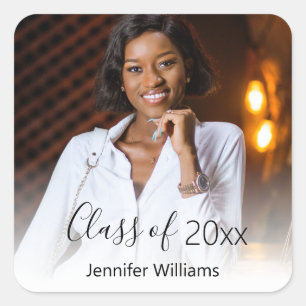 Adesivo Quadrado classe de 20xx, chic elegante de graduação de foto