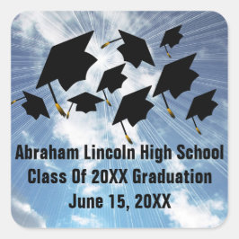 Adesivo Quadrado Classe De Chapéus De Graduação Voadores De 20XX Ad