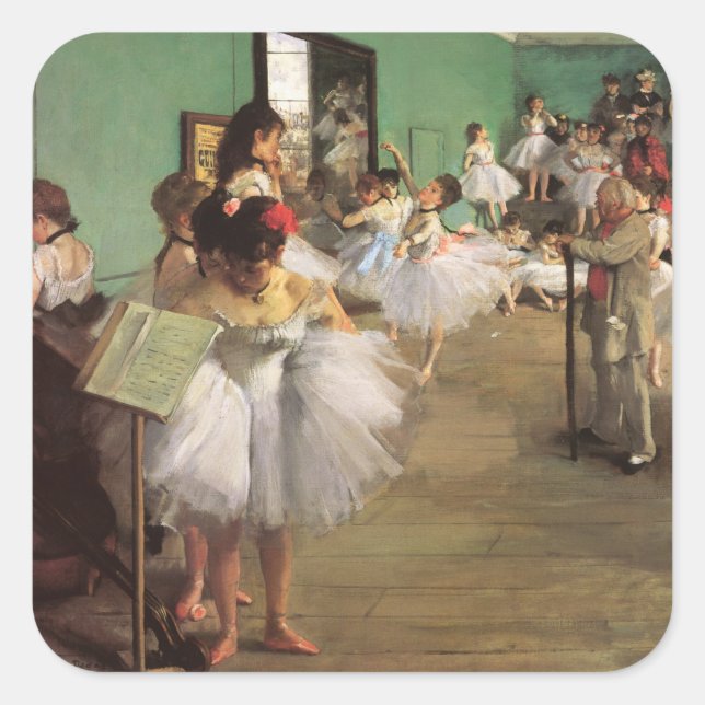 Adesivo Quadrado Classe de dança por Degas, Balé de Impressionismo  (Frente)