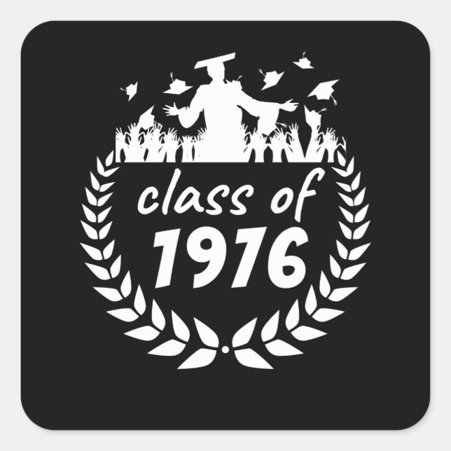 Adesivo Quadrado classe de design de graduação ou reunião de 1976 p (Frente)