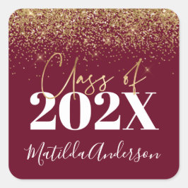 Adesivo Quadrado Classe de graduação de ouro moderno e brilhante