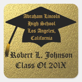 Adesivo Quadrado Classe Dourada Clássica De Vinhetas De Graduação 2