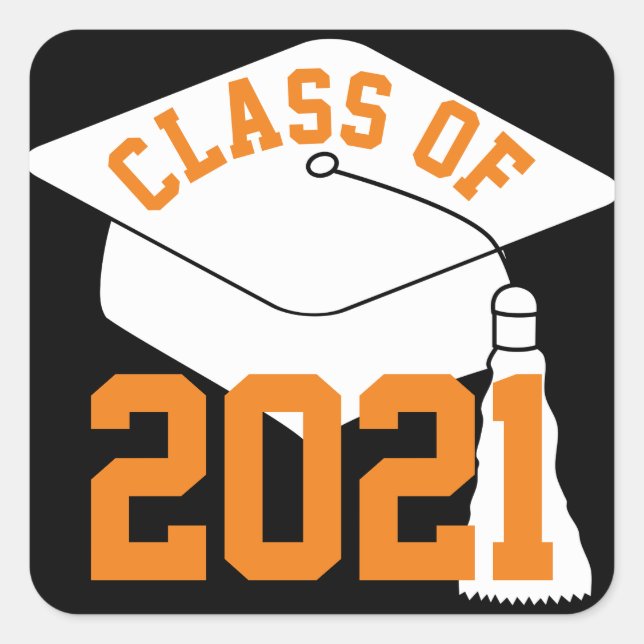 Adesivo Quadrado Classe Laranja Formando Branco de 2024 (Frente)