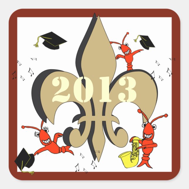 Adesivo Quadrado Classe Personalizada de Graduação de Lagostas Caju (Frente)