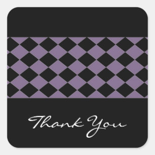 Adesivo Quadrado Classe Roxo e Diamante Preto Obrigado