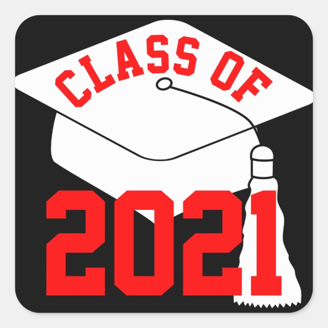 Adesivo Quadrado Classe Vermelha do Boné Branco de 2024 (Frente)