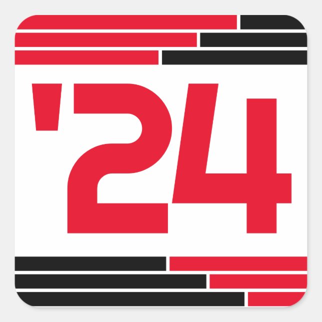 Adesivo Quadrado Classe Vermelha e Preta de Graduação 24 (Frente)