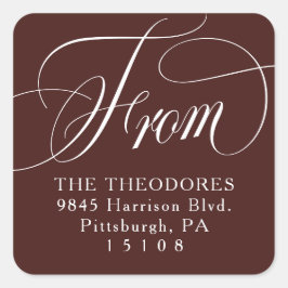 Adesivo Quadrado Classic elegant from maroon return address