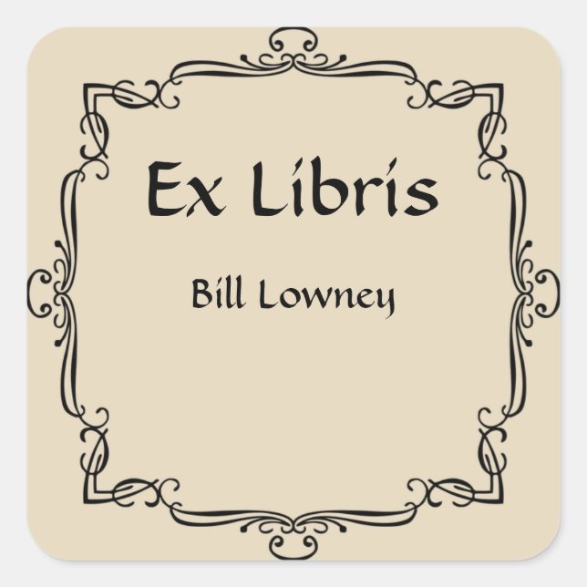 Adesivo Quadrado Classic Retro French Bookplate (Frente)