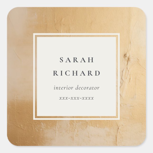 Adesivo Quadrado Clássica, Beige, Dourada, Pintor de Óleo (Frente)