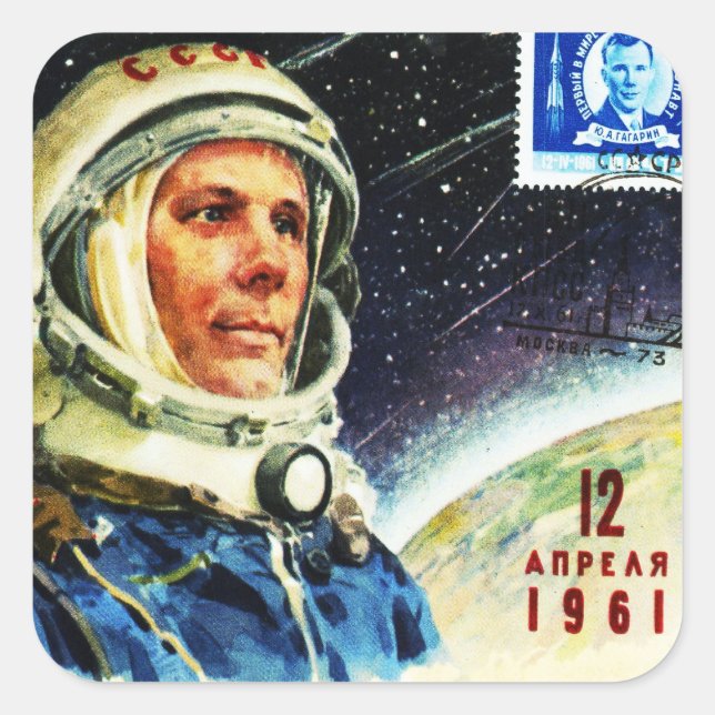 Adesivo Quadrado CLÁSSICO 1960s SPACE RACE ASTRONAUT (Frente)