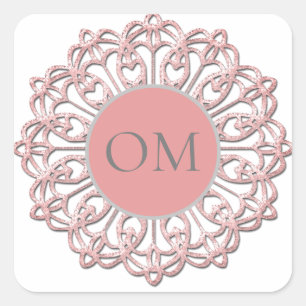 Adesivo Quadrado Clássico Blush Pink Mandala OM