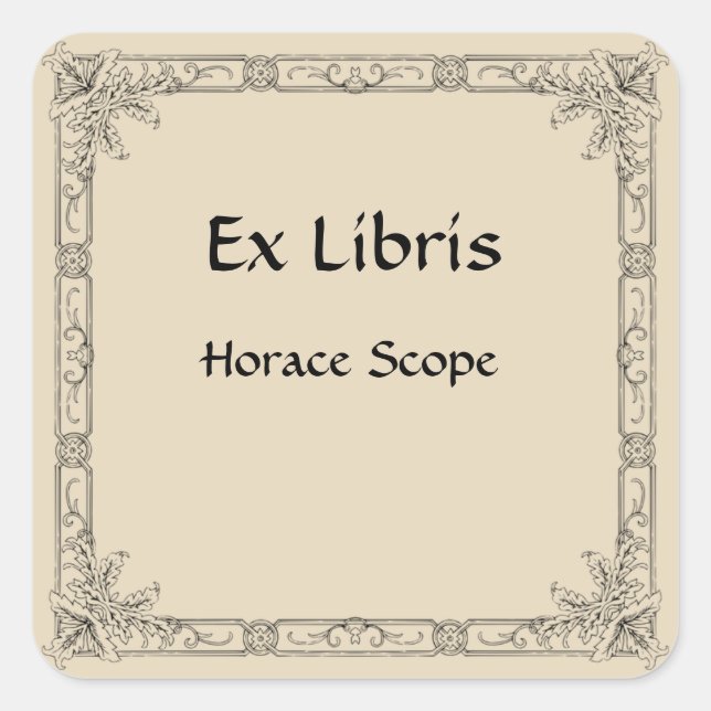 Adesivo Quadrado Clássico Floral Flourish Frame Bookplate (Frente)