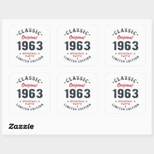 Adesivo Quadrado Clássico Original 1963 Original Parts Birthday Gif