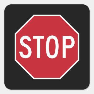 Adesivo Quadrado Clássico Red USA Stop Sign Road Black Stickers
