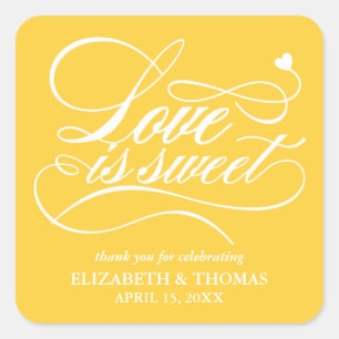 ADESIVO QUADRADO CLASSY ELEGANT LOVE É DOCE CASAMENTO
