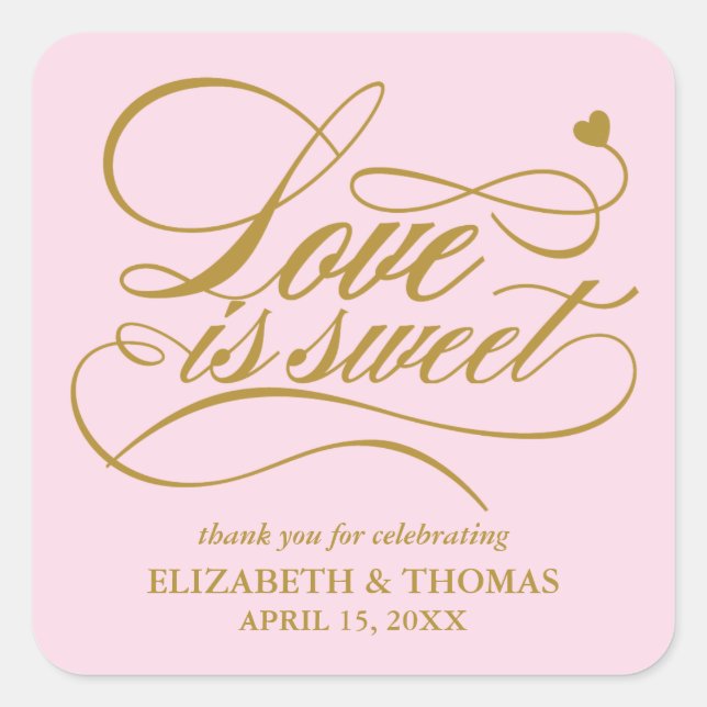 ADESIVO QUADRADO CLASSY ELEGANT LOVE É DOCE CASAMENTO (Frente)