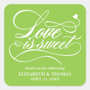 ADESIVO QUADRADO CLASSY ELEGANT LOVE É DOCE CASAMENTO