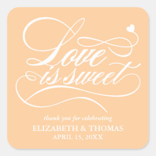 ADESIVO QUADRADO CLASSY ELEGANT LOVE É DOCE CASAMENTO