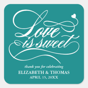 ADESIVO QUADRADO CLASSY ELEGANT LOVE É DOCE CASAMENTO