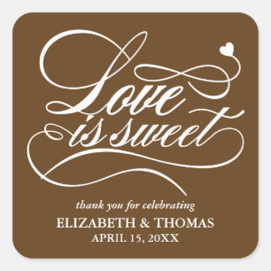 ADESIVO QUADRADO CLASSY ELEGANT LOVE É DOCE CASAMENTO