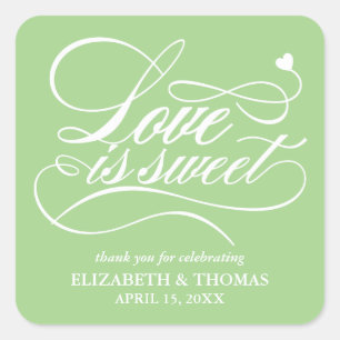 ADESIVO QUADRADO CLASSY ELEGANT LOVE É DOCE CASAMENTO