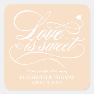 ADESIVO QUADRADO CLASSY ELEGANT LOVE É DOCE CASAMENTO