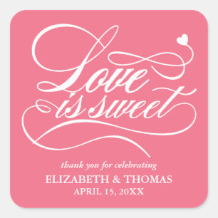 ADESIVO QUADRADO CLASSY ELEGANT LOVE É DOCE CASAMENTO