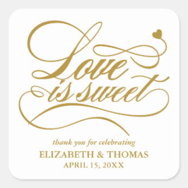 ADESIVO QUADRADO CLASSY ELEGANT LOVE É DOCE CASAMENTO