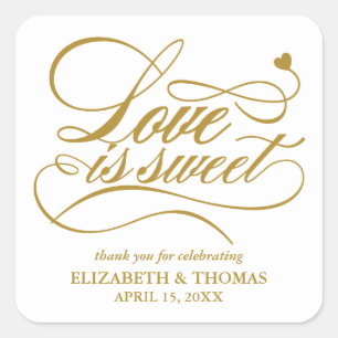 ADESIVO QUADRADO CLASSY ELEGANT LOVE É DOCE CASAMENTO