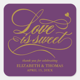 ADESIVO QUADRADO CLASSY ELEGANT LOVE É DOCE CASAMENTO