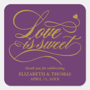 ADESIVO QUADRADO CLASSY ELEGANT LOVE É DOCE CASAMENTO