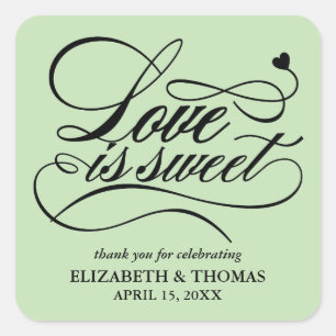 ADESIVO QUADRADO CLASSY ELEGANT LOVE É DOCE CASAMENTO